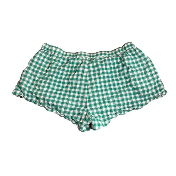 J Crew Women's Green Gingham Sleep Shorts Size XS Summer Lounge Preppy #123 - Picture 2 of 6